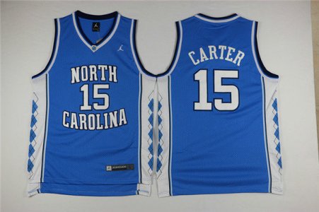 Maillot De Basket NCAA North Carolina University Vince Carter 15 Engrener Bleu